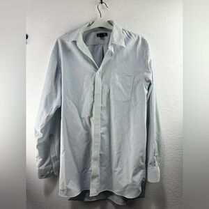 Lands' End Men’s 100% Blue and White Button Down Shirt Size 16.5/36
